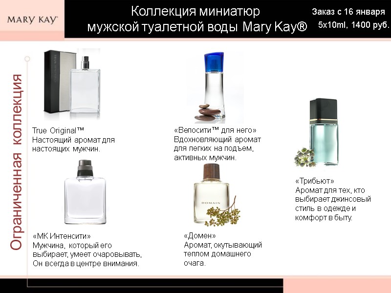 Коллекция миниатюр  мужской туалетной воды Mary Kay® Ограниченная коллекция True Original™  Настоящий